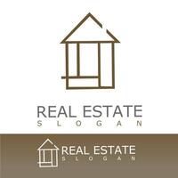 Minimalist real estate logo with a geometric house outline in brown, symbolizing property, home construction, or architecture. Suitable for realtors, developers, or housing businesses vector