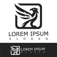 Bold black logo featuring a stylized eagle with extended wings inside a square frame, symbolizing strength, vision, and leadership. Ideal for corporate, defense, or tech branding vector