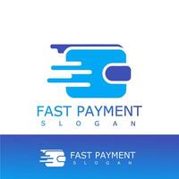 Modern logo featuring a stylized fast-moving wallet in blue tones, symbolizing speed, digital finance, and seamless payment solutions vector