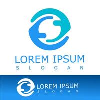 Abstract blue logo showing two hands forming a circular shape, symbolizing unity, care, and connection. Suitable for community, health, or charity organizations with modern branding vector