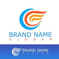 Colorful modern logo with abstract wing and circular shapes in blue, orange, and red tones. Ideal for aviation, delivery, tech, or creative branding that symbolizes speed and freedom vector