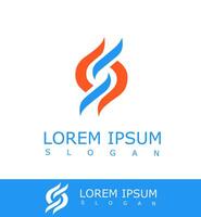 Dynamic logo with red and blue flame-like abstract shapes intertwining to form a modern symbol, perfect for tech, energy, or innovation-driven branding vector