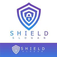 shield logo with a padlock icon in the center, symbolizing cybersecurity, protection, and privacy. Suitable for tech, antivirus, or security service branding vector