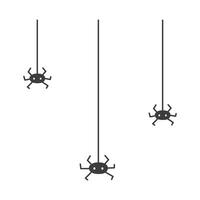 Black spiders hanging on spiderweb vector