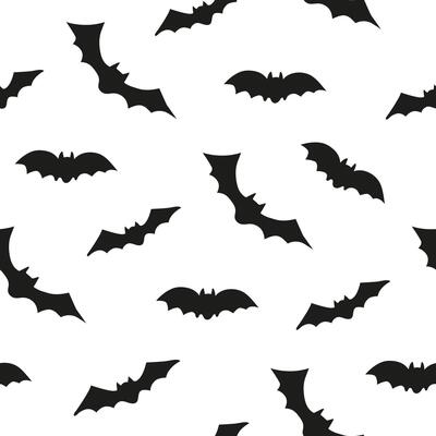 Seamless pattern with bats on white background