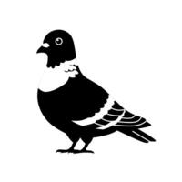 Black and white illustration of a pigeon in side view. Simple and bold silhouette style, perfect for logos, labels, icons, or minimal animal-themed designs vector