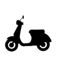 Simple black silhouette of a classic Vespa scooter in side view. Great for vintage transport themes, retro vehicles, or minimalist graphic elements vector
