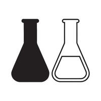 Laboratory Flask Icon Set Silhouette and Line Art vector