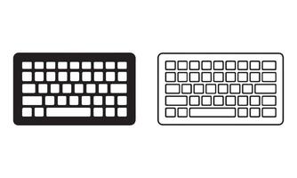 computer keyboard silhouette and line art icon vector