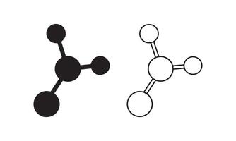 Molecule Model Silhouette and Line Art Icon vector