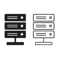 Server Data Center Icon .Silhouette and Line Art Style vector