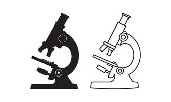 Microscope Silhouette and Line Art Icon vector