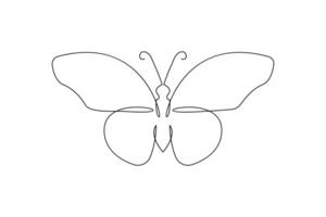 Butterfly outline art in continuous line minimalist drawing style vector