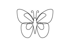 Butterfly continuous one line drawing in minimalist style outline illustration vector