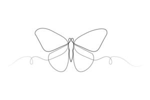 Continuous one line butterfly illustration in simple minimal design vector