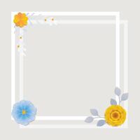Floral frame with blue and yellow flowers vector