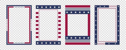 set of Patriotic Frames with USA Colors Red White and Blue. vector