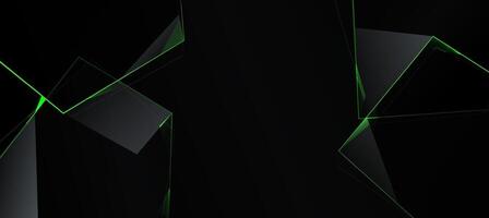 abstract green light digital diagonal lines on dark background vector