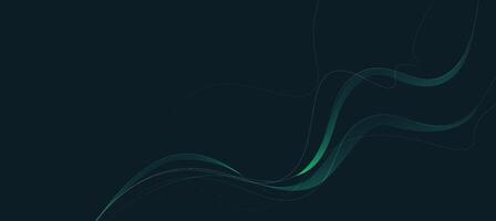 Abstract green wave on dark gradient background. Ads branding or landing page vector