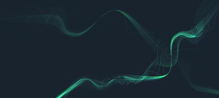 Abstract green wave on dark gradient background. Ads landing page vector
