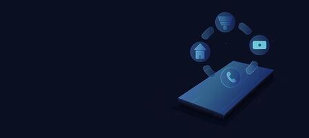 Phone-operated IOT background images for commands and using the article illustrations vector