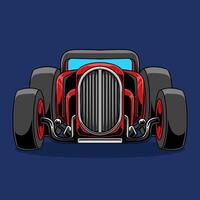 Stylish red retro car front view vector