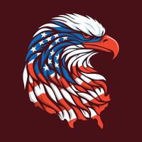 American Eagle Head With Red Background vector
