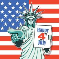 Statue of Liberty With USA Flag vector