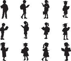 Silhouette of Diverse Students in Various Educational Stages vector