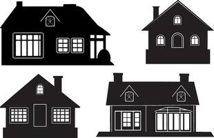 Four Different Silhouette House Styles for Real Estate Design vector