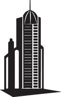 Modern Skyscraper Silhouette, Black and White vector