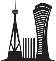 Silhouette of Modern Cityscape with Tower and Skyscraper vector