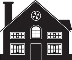 Simple black silhouette of a two-story house vector