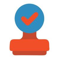 Colorful illustration of a stamp with a checkmark symbolizing approval in a minimalistic style vector