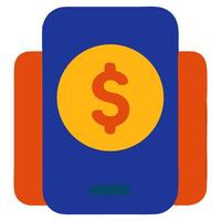 Colorful illustration of a smartphone displaying a dollar sign, symbolizing digital finance and transactions vector