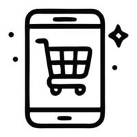 Mobile shopping experience with a shopping cart icon, representing online retail convenience vector