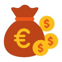 A vibrant illustration of a money bag with coins, symbolizing wealth and finance vector