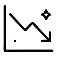 Abstract line graph depicting a downward trend with a sparkling effect, symbolizing decline vector