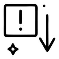 Alert symbol with downward arrow, indicating caution in a minimalist design, suitable for digital interfaces vector