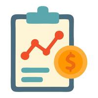 Financial report clipboard with growth chart and dollar sign, illustrating economic analysis vector