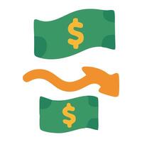 Colorful illustration of dollar bills with an arrow indicating currency exchange, suitable for finance concepts vector