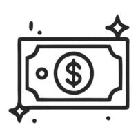 Illustration of a dollar bill with sparkles, symbolizing wealth and financial success vector