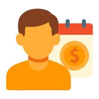 Illustration of a person with a calendar and dollar sign, symbolizing financial planning and budgeting vector
