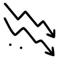 A downward trend graph illustrating financial decline with arrows and circles in a minimalistic style vector