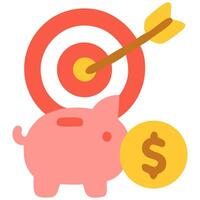 A cute piggy bank in front of a target with an arrow, symbolizing financial goals and savings vector