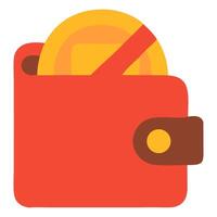 Vibrant red wallet with a golden coin partially visible, symbolizing savings and finance vector