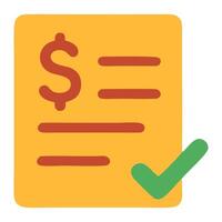 Colorful invoice with checkmark indicating approval, symbolizing financial transactions and agreements vector