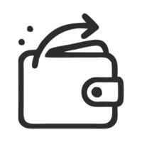 Minimalist wallet illustration with an arrow indicating a transaction, suggesting digital payment options vector