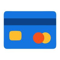 Vibrant blue credit card with colorful payment symbols against a minimalistic background vector