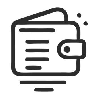 Illustration of an open wallet displaying cash and cards, set against a minimalistic background vector